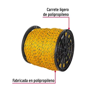 CAJA 640 Metros de cuerda de polipropileno amarilla de 8mm, rollo de 640m - Product Image 2