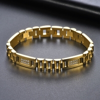 316L Edelstahl Gold Silber Präsidenten-Armband 3-reihiges Gliederarmband mit CZ-Steinplatte Uhrenarmband Faltschließe Schmuck für Männer Frauen Maßanfertigung OEM