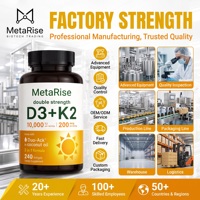 Capsules de Vitamine D3 K2 de Haute Qualité Certifiées GMP, Formule à l'Huile de Coco Facile à Avaler pour Adultes (Ne convient pas aux nouveau-nés)