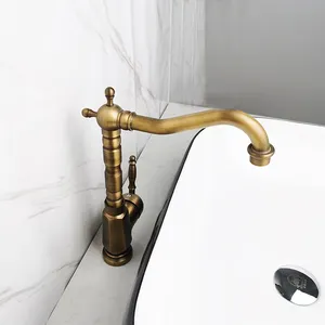 Satin Antique Bronze Finish Vintage Wash Faucet Bathroom Basin Hot Cold Retro Faucet Mixer Tap