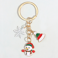 Porte-clés en métal sur le thème de Noël, style dessin animé Père Noël, logo personnalisable et boucle à crochet, vente en gros