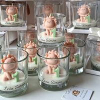 Bestseller Handgemachte Löwen-Tierfigur Sojawachs Duftkerze im Klaren Tiefer Behälter für Geburtstagsgeschenk Jubiläumsgeschenk Babyparty