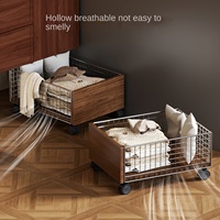 Armoire de salle de bain en fil de fer, simplicité moderne, grande capacité, chariot mobile à roulettes, panier à linge pour le rangement des vêtements sales