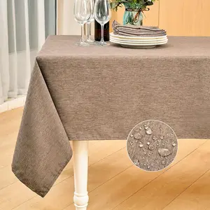 JA Wholesale Rectangle Table Cloth Linen Farmhouse Waterproof Anti-Shrink Soft And Wrinkle Resistant Fabric Cover For Kitchen