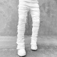 Nouvel arrivage de jeans noirs pour hommes, jeans déchirés déchirés, pantalons en denim déchirés, pantalons de rue pour hommes, pantalons Hip Hop