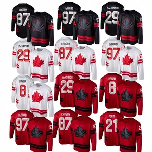Jersey de Hockey sobre Hielo Canadá 2026 para Hombre, Rojo, Negro y Blanco, con Bordado de 97 <span class=keywords><strong>Connor</strong></span> McDavid, 29 Nathan MacKinnon, 8 Cale y 23 Makar - Product Image 1
