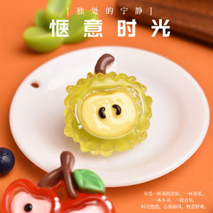 Cabochons plats en résine en forme de tranches de fruits (fraise, pomme) pour la création de bijoux DIY, la décoration de barrettes, la décoration de téléphones et les autocollants de réfrigérateur - Product Image 6