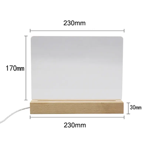 热销产品新款时尚3d亚克力台灯个性化心形空白信息面板记字板书写带底座的发光二极管夜灯 - Product Image 4