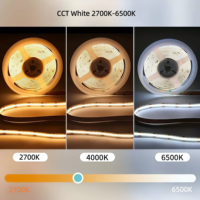 Kit de Tiras de Luces LED COB CCT de 24V, 2700K-6500K, Blancas Ajustables y Regulables, con Fuente de Alimentación y Controlador de Intensidad