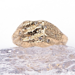 Anillo de Joyería para Mujer Messi, Oro Sólido de 14k con Diamante Natural, Estilo Vintage - Product Image 5