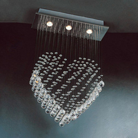 Forme de coeur romantique moderne cristal intérieur pendentif éclairage produits en gros finition chromée plafond lampes suspendues lustre