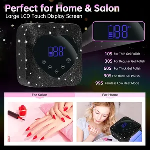 Lampe à ongles UV LED rechargeable, 30 LED, machine de séchage de vernis gel, grand écran tactile LCD, professionnelle, intelligente, en acier inoxydable - Product Image 3