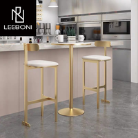 Tabourets de bar modernes de luxe à hauteur de comptoir pour la cuisine, pieds en métal doré, tabouret haut pour salle à manger, mariage, chaise en cuir/tissu