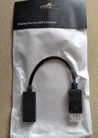 Adaptateur DP vers HDMI, convertisseur mâle-femelle, câble en cuivre noir de 20 cm pour moniteur d'ordinateur, télévision, bureau