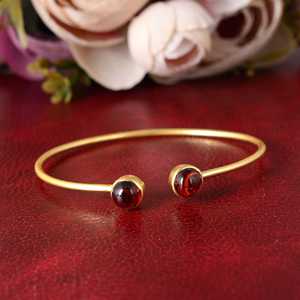 Beautiful Design Boho Gemstone Cuff Boho Brass Bangle for Women 18K Gold Plated Minimal Open <b>Bracelet</b> for Wholesale OEM ODM - Product Image 1