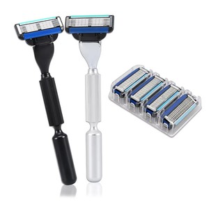 Maquinilla de Afeitar de Seguridad al por Mayor para Hombres, Maquinilla de Afeitar de 6 Cuchillas con Mango de Metal Completo - Product Image 1