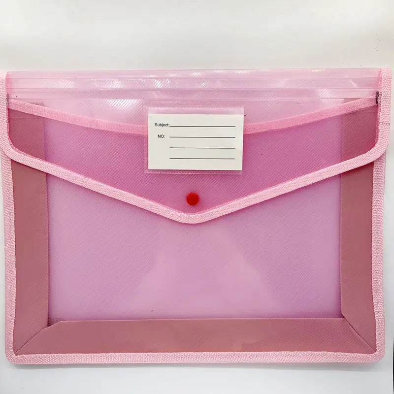 Pasta de carteira de plástico transparente a4, pasta para documentos de bolso e ficheiro de envelopes