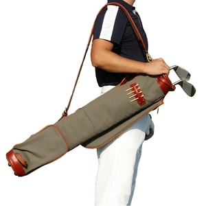 Bolsa de Golf Portátil Resistente Sunday - Lona Vintage y Cuero con Bolsillos con Cremallera, Ligera, Completamente Impermeable para 18 Hoyos - Product Image 1