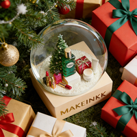 Globe à neige en résine personnalisé, fait main et peint à la main, pour les marques de soins de la peau/cosmétiques - Affichage de logo personnalisé, cadeau de Noël