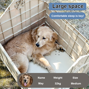 บ้านสุนัขขนาดใหญ่แบบกำหนดเอง สำหรับกลางแจ้ง ทำจากพลาสติกและโลหะ แข็งแรง พร้อมที่ทำความสะอาดที่ถอดออกได้ ลายสัตว์ ดีไซน์แบบวิลล่า - Product Image 4