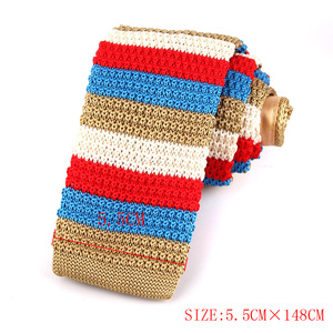 Hot Selling 5.5cm With Striped <strong>Knitted</strong> Ties Silk <strong>Polyester</strong> <strong>Knitted</strong> <strong>Necktie</strong> Mens With Custom Logo - Product Image 3