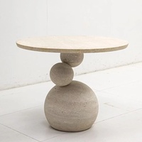 Table basse moderne en marbre sur mesure, meubles de salon, beige travertin