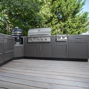 Popular exterior carrinho de aço inoxidável armário de cozinha design popular com queimador lateral