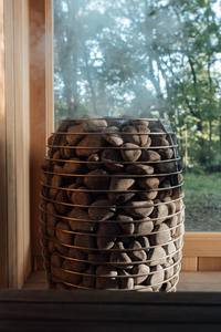 Sauna Exterior de Madera con Exterior de Tejas, Cabina de Spa Grande con Cristal para Patio Trasero, para 2 Personas, Vapor Eléctrico Húmedo - Product Image 3