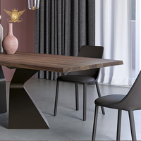 Ensemble de tables et chaises de salle à manger modernes en MDF avec placage, meubles de maison pour salle à manger