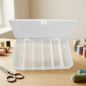 DK-627 6 Compartment Storage <b>Box</b> | Clear Plastic Embroidery floss Storage <b>Box</b> Organizing Case for <b>Small</b> Items Desk Organizer - Product Image 3