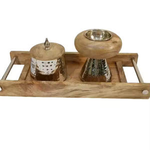 Best Quality Restaurant Table Top Usage Hammered Stainless Steel and Wooden Bakhoor <b>Burner</b> - Product Image 1