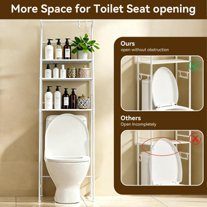 Estante de Almacenamiento para Sobre el Inodoro, Estante Metálico Impermeable Independiente, Organizador de Baño con Ganchos para Ahorrar Espacio - Product Image 5