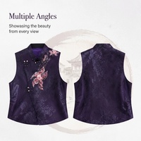Nouveau Gilet en Soie Satinée Xiangyunsha Chinoise Brodé à la Main à la Française pour Femme, Sans Manches, Style Rétro