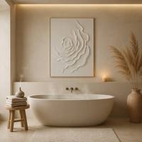 Peinture décorative minimaliste 3D faite à la main, texture lourde, style Wabi Sabi, art mural floral rose sur mesure pour usine