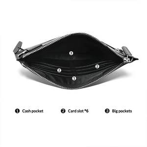 Borsa da <span class=keywords><strong>uomo</strong></span> di lusso in stile Vintage di alta qualità con cerniera in <span class=keywords><strong>vera</strong></span> <span class=keywords><strong>pelle</strong></span> Logo personalizzato antifurto caratteristica <span class=keywords><strong>pochette</strong></span> alla moda estiva - Product Image 3