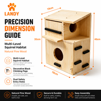 Maison pour écureuils en bois de pin double couche de luxe avec fenêtre d'observation, habitat extérieur en bois massif pour la décoration du jardin
