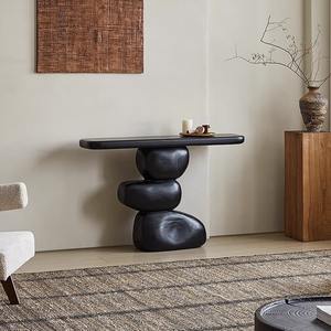 <span class=keywords><strong>Table</strong></span> <span class=keywords><strong>console</strong></span> d'entrée en bois de chêne massif noir carbonisé, style moderne et luxueux, silencieuse, pour couloir, allée, décoration, séjour - Product Image 2
