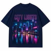 T-shirt graphique oversize pour homme, imprimé géométrique chromatique à effet de couleur changeante, coupe ample délavée, style streetwear, OEM