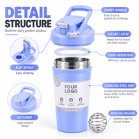 Gourde isotherme shaker en acier inoxydable sans BPA, mélangeur de protéines isolé pour la salle de sport, les activités de plein air et les voyages, 24 oz
