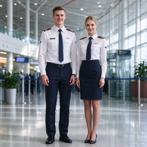 Camisas de Piloto al por Mayor, Camisa Polo Duradera de Manga Larga Unisex para Personal, Camisa con Epaulettes Personalizada para Hombre, Camisas Blancas de Uniforme de Aerolínea - Product Image 2