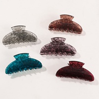 Pince à Cheveux Transparente Vintage Polyvalente de Luxe en Gros d'Usine, Clip Requin Personnalisable avec Logo pour Chignon Femme, Accessoire Cheveux pour l'Arrière de la Tête