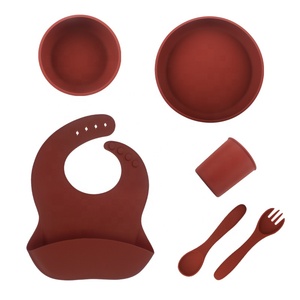 Juego de vajilla ecológica para alimentación de bebé, cuencos de <span class=keywords><strong>silicona</strong></span> esenciales, platos, cucharas, vasos, novedad - Product Image 5