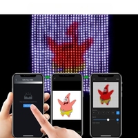 JIUAN Bandes lumineuses LED intelligentes RGB à pixels 1*1m, rideau de lumières féeriques programmables, contrôle par application, IP44, DC5V USB, PCB en plastique, intensité variable