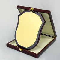 Plaque de certificat en bois noir pliable personnalisée avec boîte de plaques en bois vierges et plaque dorée MH-FJ0370
