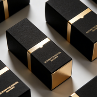 Boîte à épaule personnalisable avec logo, noire mate, conteneur rigide premium avec col doré pour emballage en vrac de soins de la peau, essences et parfums