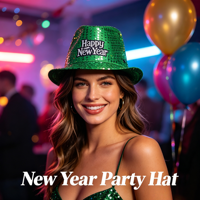 Cappello Fedora con Paillettes Arcobaleno e Luce LED ON/OFF per Capodanno, Cappello Luminoso per Costume di Vigilia di Capodanno