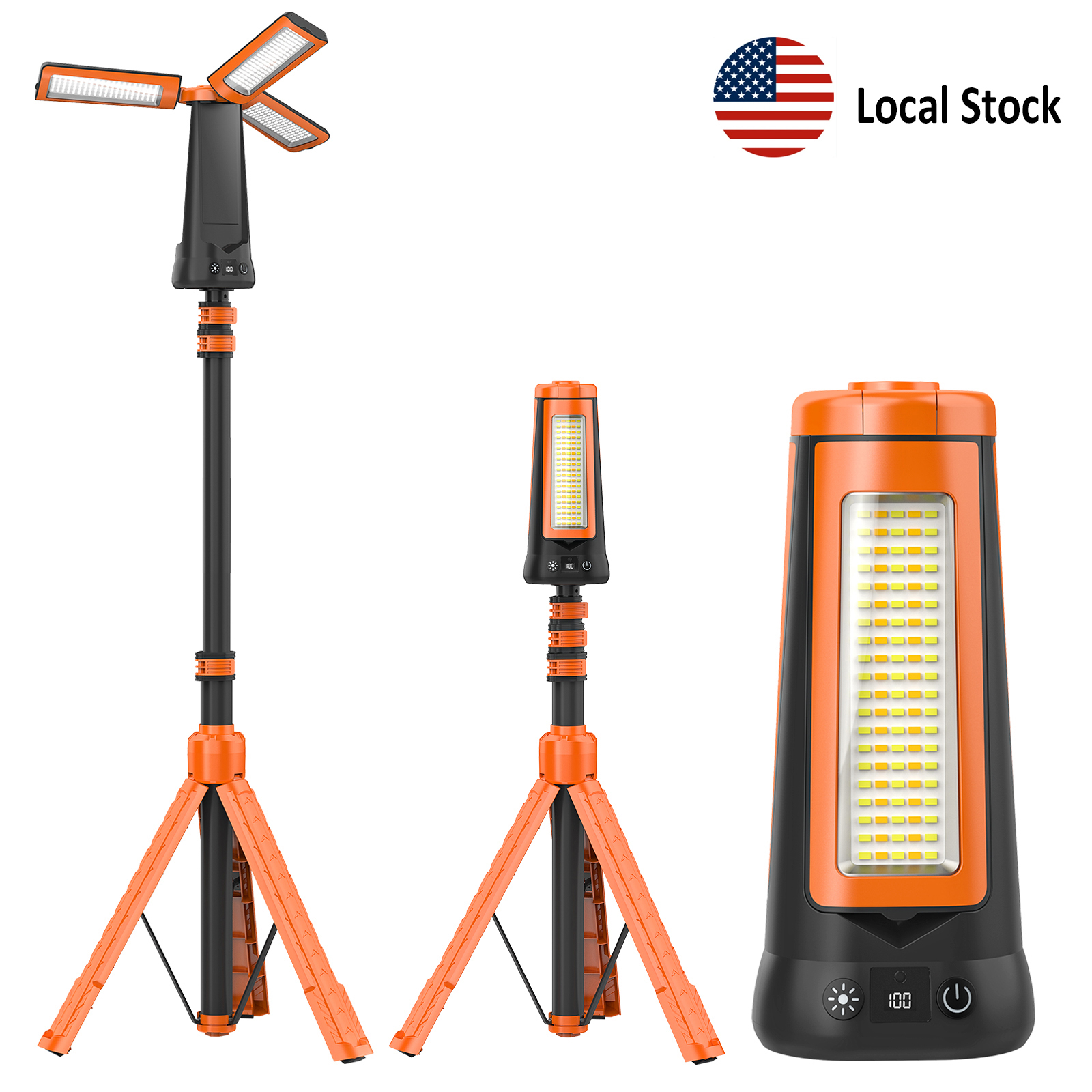 27W Type C Rechargeable LED Work Light 9000mAh Portable Tripod Camping Lamp High Brightness Multi Color Lighting US Local Stock
