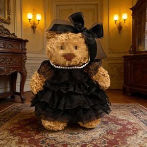 Vêtements pour poupée ours Barcelone [Uniquement en tissu] 28/36/47CM, costume à carreaux noir et blanc pour poupée de mariage - Product Image 3