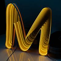 Lettres illuminées en acrylique 3D personnalisables Enseigne électronique miroir infini de publicité magique personnalisée avec source de lumière LED