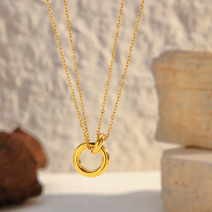 Collier en acier inoxydable avec anneau rond, pendentif en forme de cœur, étoile de <span class=keywords><strong>mer</strong></span>, embellissements <span class=keywords><strong>lune</strong></span> et étoile, collier pendentif pour femme - Product Image 4